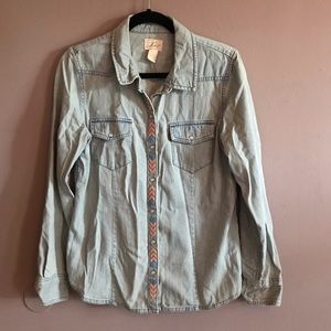 Levi’s aztec embroidered denim shirt